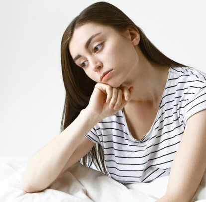 Girl suffering from sleep apnea.