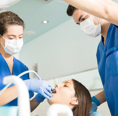 Girl at dental office in Oshawa, Harmony Dental Care.